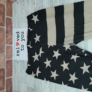 LuLaRoe Tall and Curvy Leggings - Patriotic (Black and Tan Stars and Stripes)